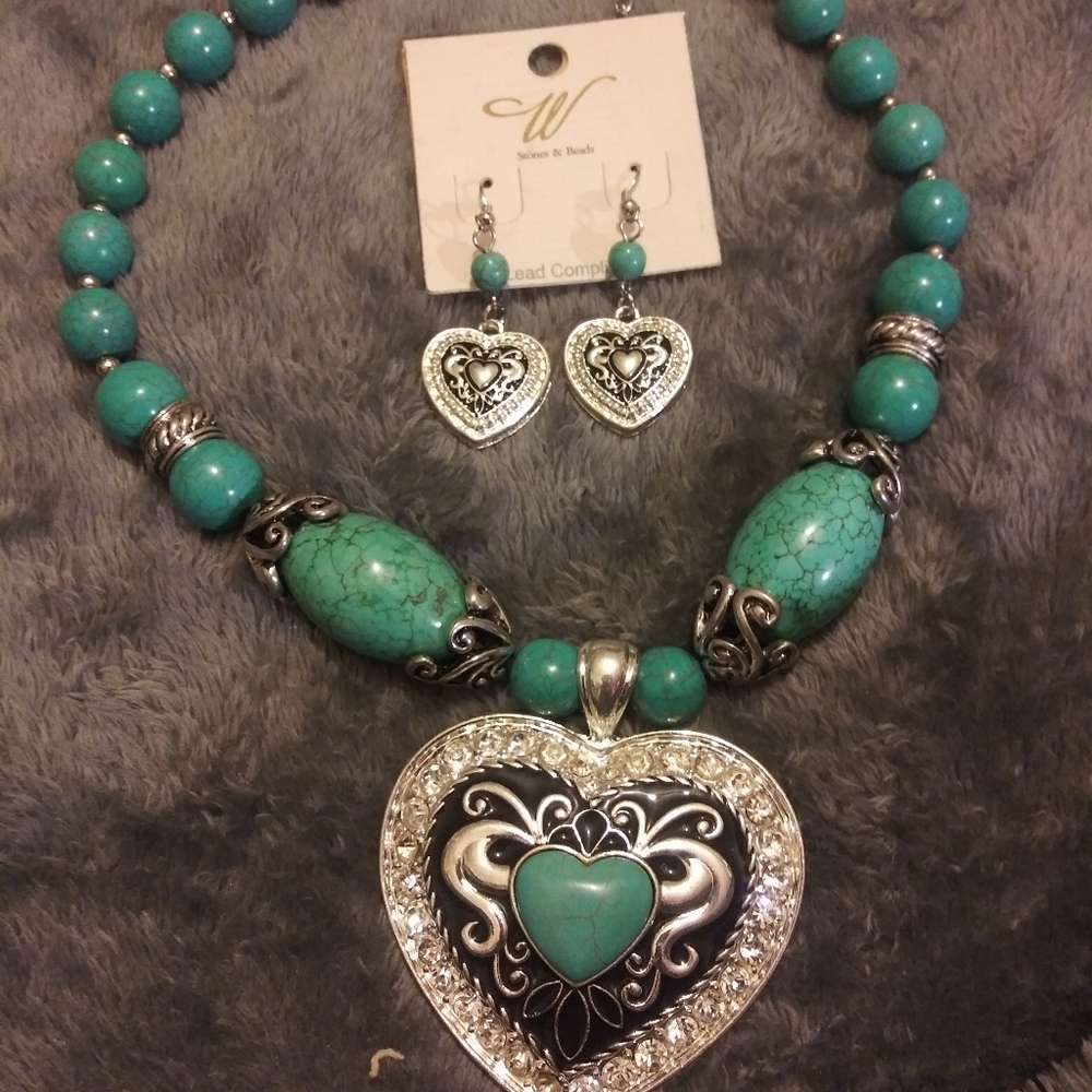Heart necklaces and earrings